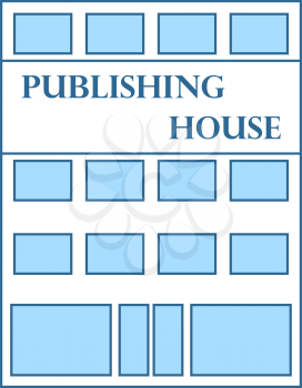 Publishing House Icon. Thin Line With Blue Fill Design. Vector Illustration.