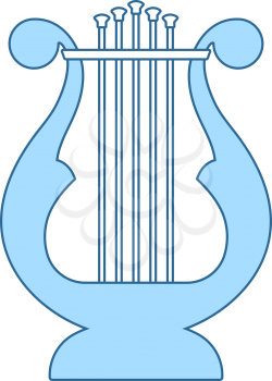 Lyre Icon. Thin Line With Blue Fill Design. Vector Illustration.
