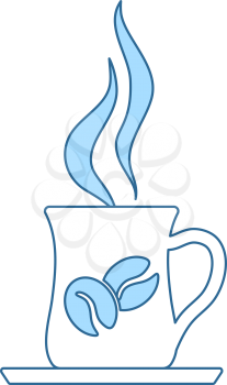 Coffee Cup Icon. Thin Line With Blue Fill Design. Vector Illustration.