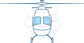 Helicopter Icon. Thin Line With Blue Fill Design. Vector Illustration.