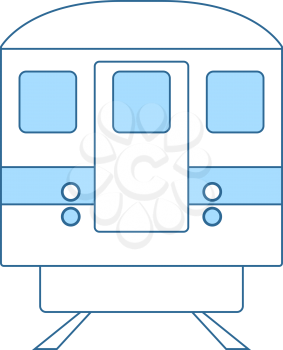 Subway Train Icon. Thin Line With Blue Fill Design. Vector Illustration.