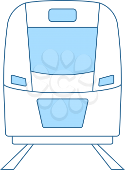 Train Icon. Thin Line With Blue Fill Design. Vector Illustration.