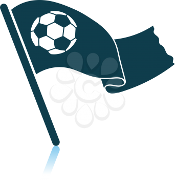 Football Fans Waving Flag With Soccer Ball Icon. Shadow Reflection Design. Vector Illustration.
