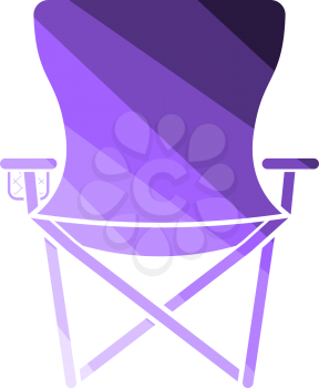 Icon Of Fishing Folding Chair. Flat Color Ladder Design. Vector Illustration.