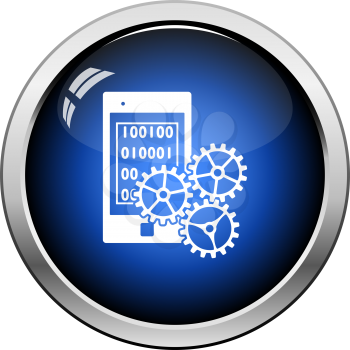 Mobile Development Icon. Glossy Button Design. Vector Illustration.