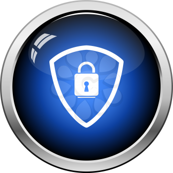 Data Security Icon. Glossy Button Design. Vector Illustration.