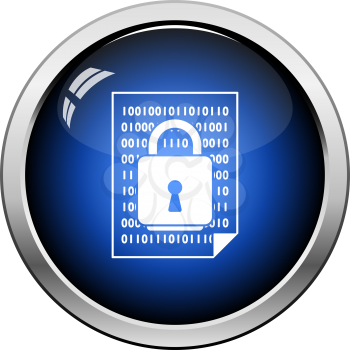 Data Security Icon. Glossy Button Design. Vector Illustration.
