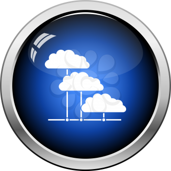 Cloud Network Icon. Glossy Button Design. Vector Illustration.