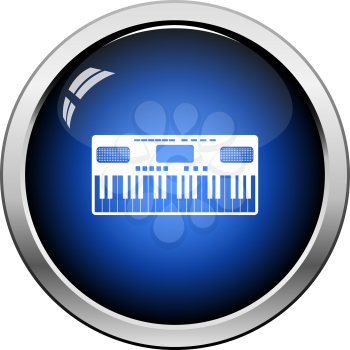 Music Synthesizer Icon. Glossy Button Design. Vector Illustration.