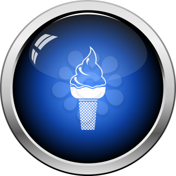 Ice Cream Icon. Glossy Button Design. Vector Illustration.