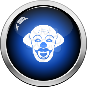 Party Clown Face Icon. Glossy Button Design. Vector Illustration.