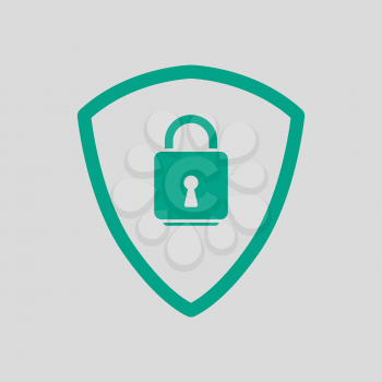 Data Security Icon. Green on Gray Background. Vector Illustration.