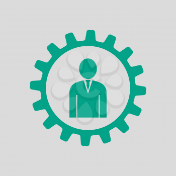 Teamwork Icon. Green on Gray Background. Vector Illustration.