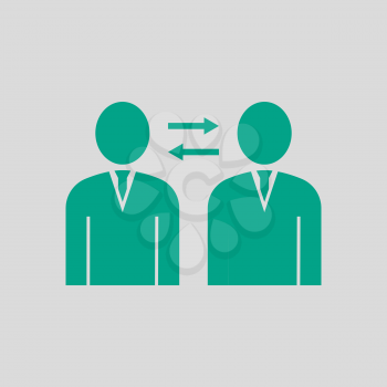 Corporate Interaction Icon. Green on Gray Background. Vector Illustration.