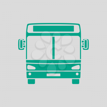 City Bus Icon Front View. Green on Gray Background. Vector Illustration.