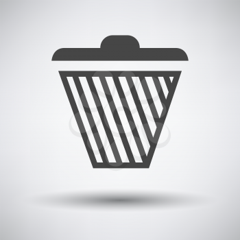 Trash Icon. Dark Gray on Gray Background With Round Shadow. Vector Illustration.