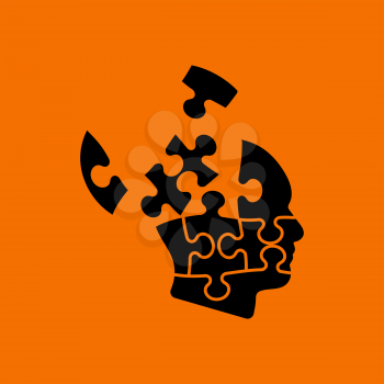 Solution Icon. Black on Orange Background. Vector Illustration.