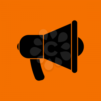 Promotion Megaphone Icon. Black on Orange Background. Vector Illustration.