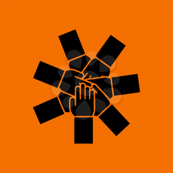 Unity And Teamwork Icon. Black on Orange Background. Vector Illustration.