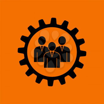 Teamwork Icon. Black on Orange Background. Vector Illustration.