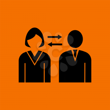 Corporate Interaction Icon. Black on Orange Background. Vector Illustration.