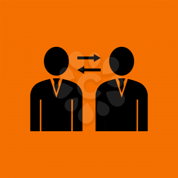 Corporate Interaction Icon. Black on Orange Background. Vector Illustration.