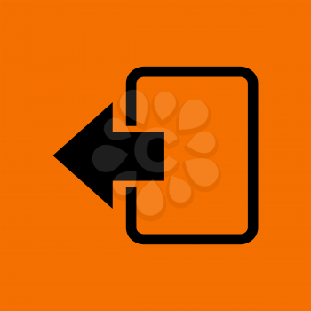 Exit Icon. Black on Orange Background. Vector Illustration.