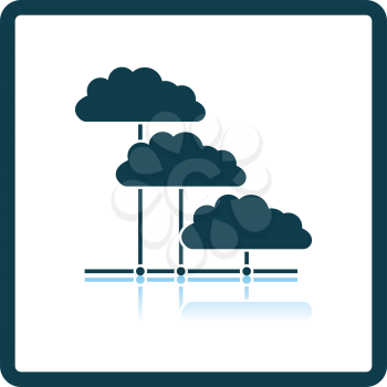 Cloud Network Icon. Square Shadow Reflection Design. Vector Illustration.