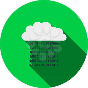 Cloud Data Stream Icon. Flat Circle Stencil Design With Long Shadow. Vector Illustration.