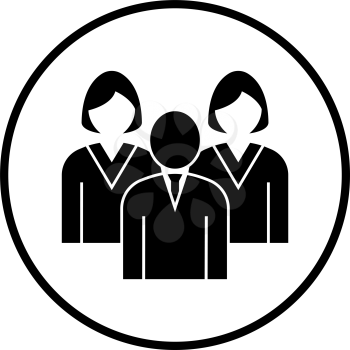 Corporate Team Icon. Thin Circle Stencil Design. Vector Illustration.