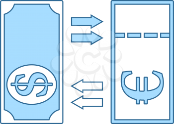 Currency Exchange Icon. Thin Line With Blue Fill Design. Vector Illustration.