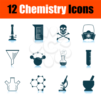 Chemistry Icon Set. Shadow Reflection Design. Vector Illustration.