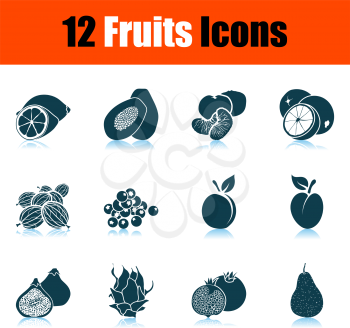 Fruits Icon Set. Shadow Reflection Design. Vector Illustration.