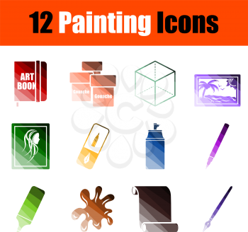 Painting Icon Set. Flat Color Ladder Design. Vector Illustration.