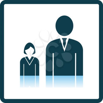 Man Boss With Subordinate Lady Icon. Square Shadow Reflection Design. Vector Illustration.