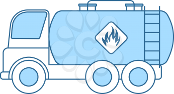 Fuel Tank Truck Icon. Thin Line With Blue Fill Design. Vector Illustration.