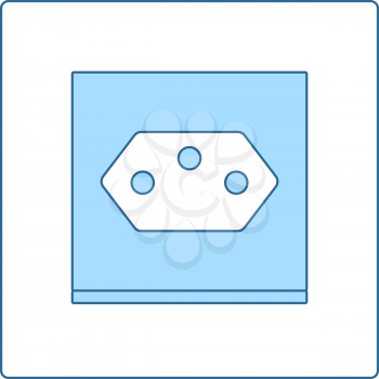 Swiss Electrical Socket Icon. Thin Line With Blue Fill Design. Vector Illustration.