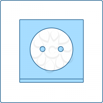 Europe Electrical Socket Icon. Thin Line With Blue Fill Design. Vector Illustration.