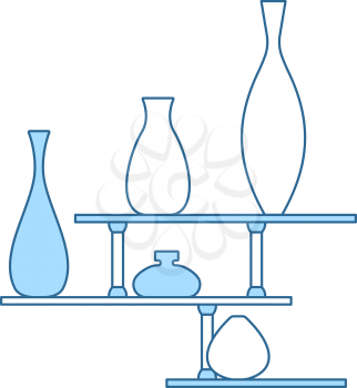 Wall Bookshelf Icon. Thin Line With Blue Fill Design. Vector Illustration.