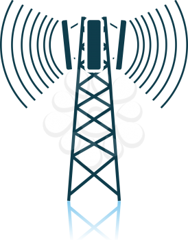 Cellular Broadcasting Antenna Icon. Shadow Reflection Design. Vector Illustration.