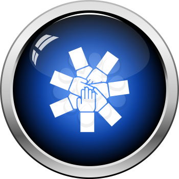 Unity And Teamwork Icon. Glossy Button Design. Vector Illustration.