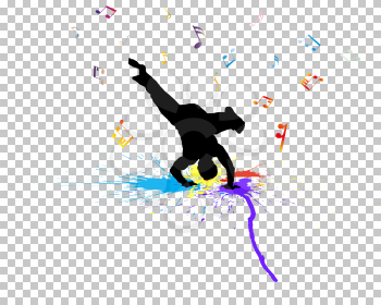 Dancer on a grunge background with notes. Vector illustration.