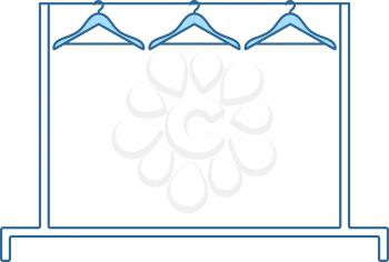 Clothing Rail With Hangers Icon. Thin Line With Blue Fill Design. Vector Illustration.