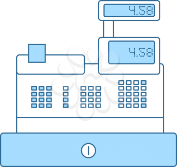 Cashier Icon. Thin Line With Blue Fill Design. Vector Illustration.