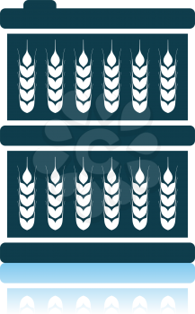 Barrel With Wheat Symbols Icon. Shadow Reflection Design. Vector Illustration.