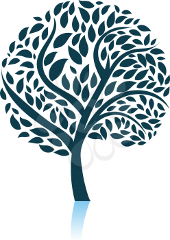Ecological Tree With Leaves Icon. Shadow Reflection Design. Vector Illustration.