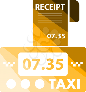 Taxi Meter With Receipt Icon. Flat Color Ladder Design. Vector Illustration.