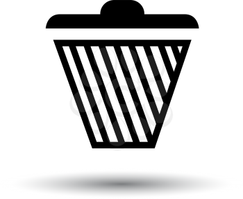 Trash Icon. Black on White Background With Shadow. Vector Illustration.