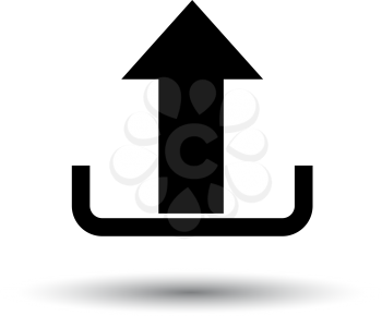 Upload Icon. Black on White Background With Shadow. Vector Illustration.