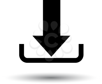 Download Icon. Black on White Background With Shadow. Vector Illustration.